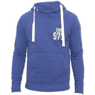 Mens Blue Branded Jack and Jones Drawstring Point Designer Hoody 