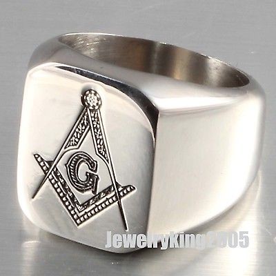   20MM Huge Heavy 316L Stainless Steel Signet Mason Masonic Mens Ring