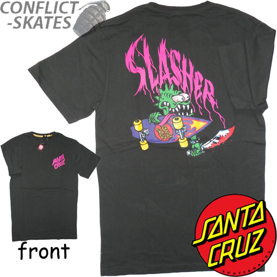 SANTA CRUZ OG Slasher T Shirt Vintage Black M Skateboard Keith Meek 