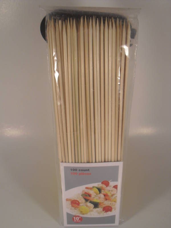 100 Bamboo Skewers 8 Inch Wood Sticks BBQ Shish Kabob Party Appetizer 