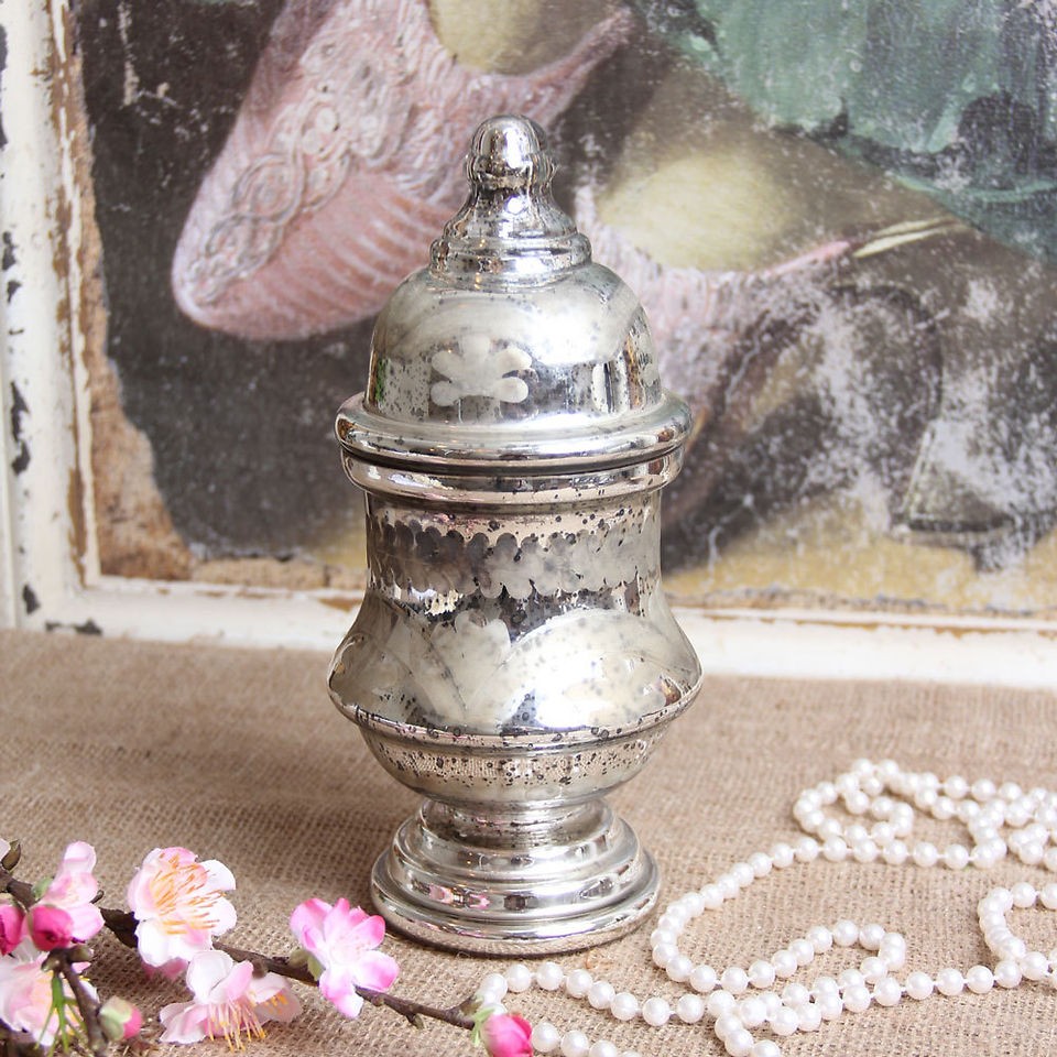 Antique Style Mercury Glass Jar with Lid