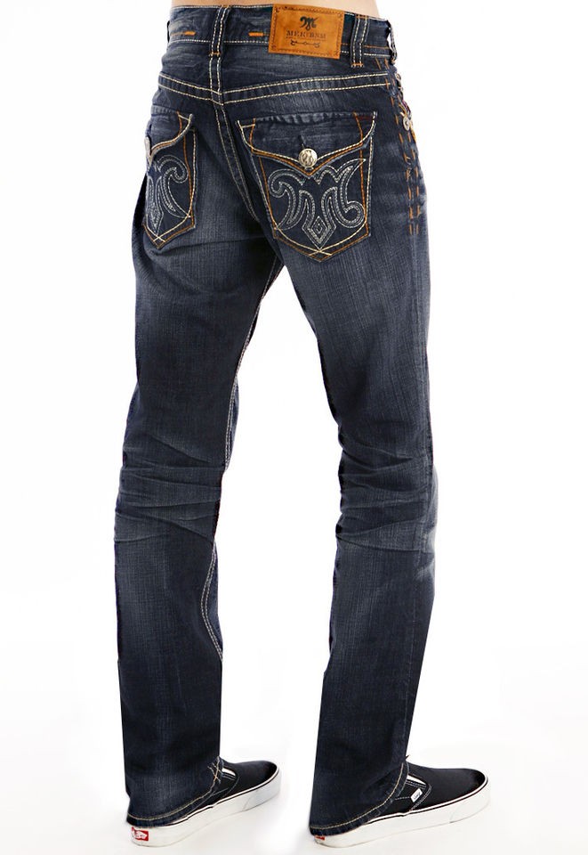 Mek Denim MENS Jodhpur Dark Blue Straight Leg Jeans 38 42