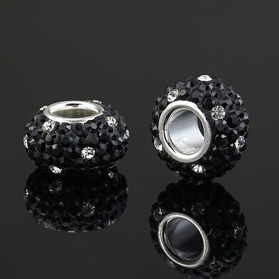 Spinner Pendant   Black w Clear Dots RRP $79 Solid Silver w/ Swarovski 