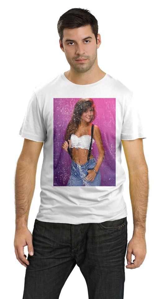 KELLY KAPOWSKI SAVED BY THE BELL DISTRESSED MENS WHITE TSHIRT