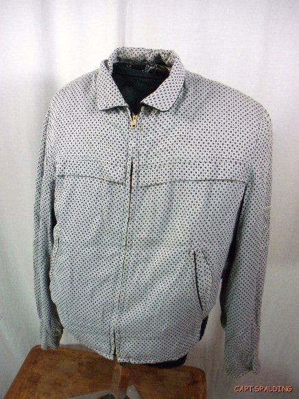   50s. Reversible Gabardine Ricky Jacket.Atomic Print. Mens L.RAB.VLV