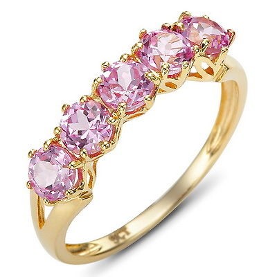   Jewelry Art Pink Sapphire Womans 10KT Yellow Gold Filled Ring Gift