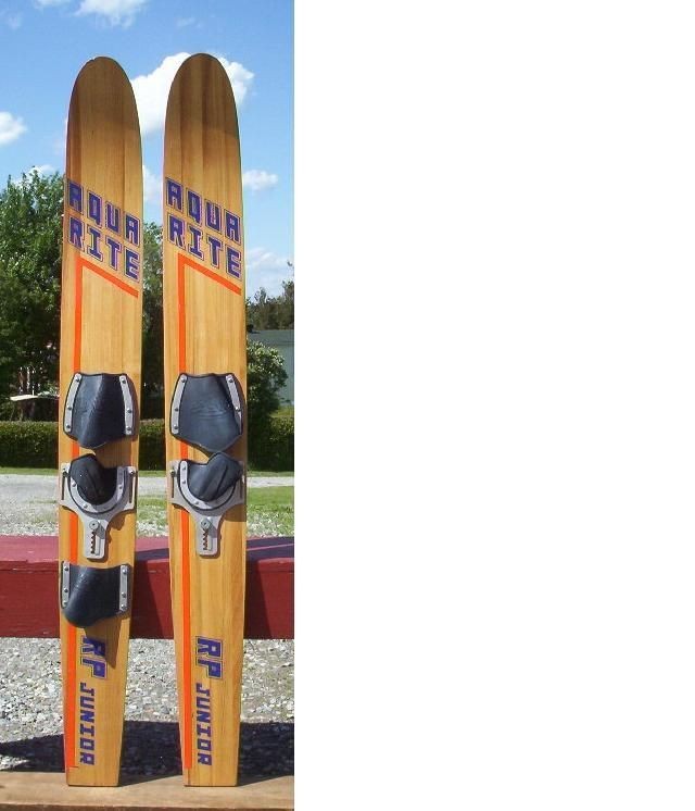 VINTAGE Pair Wooden 53 WATERSKIS AQUA RITE GREAT