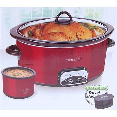 Crock Pot SCCPVP609 R 6 Quart Original Slow Cooker w Little Dipper 