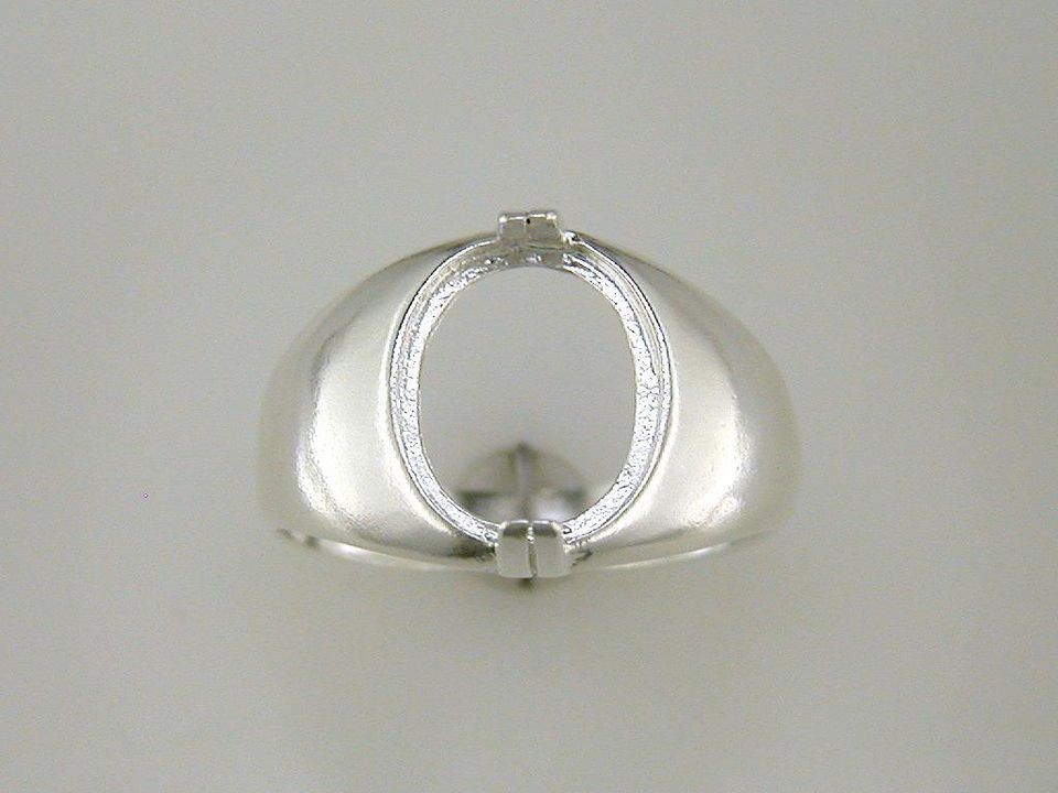 Mens Oval Cabochon Ring Setting Sterling Silver