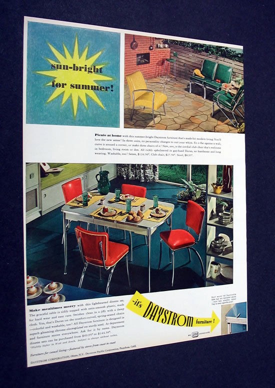 Daystrom Sun Bright chrome metal furniture 1949 Ad
