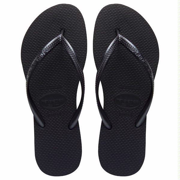 Havaianas Slim Black Flip Flops Sandals Womens US Size 6 Brazil 37/38