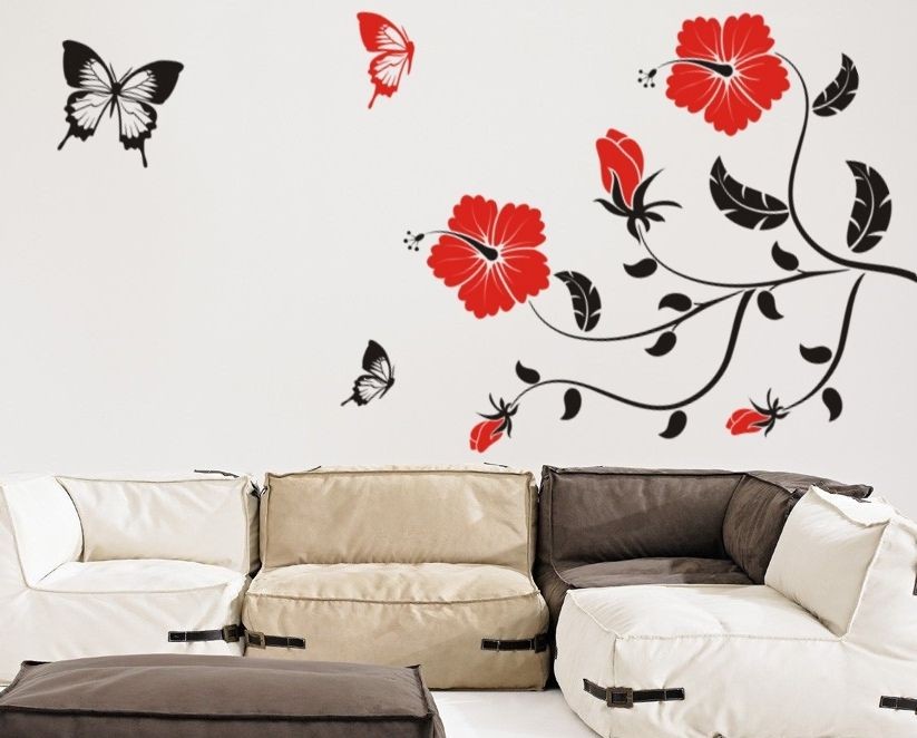 STYLISH WALL ART STICKER ROOM DECAL STENCIL BUTTERFLY FLOWERS VINE 