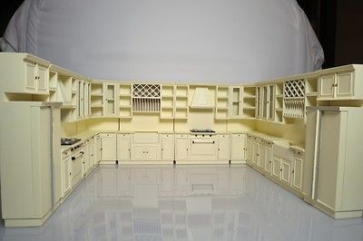 Dollhouse Miniature complete kitchen refrigerator/s​tove oven sink 