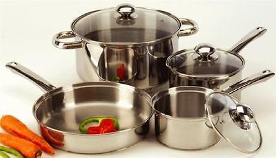 New 7pc STAINLESS STEEL COVERED POT FRY PAN COOKWARE SET COOK PRO 