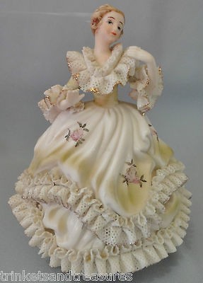 Porcelain Lace Lady Figurine Revolving Music Box by Ardalt Lenwile 