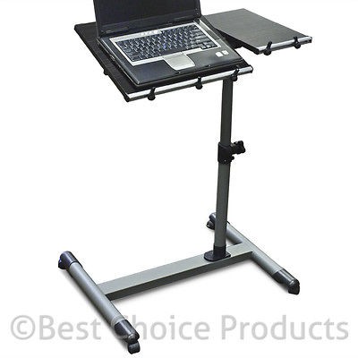 Rolling Laptop Table W/ Tilltable Tabletop Overbed Desk TV Food Tray 