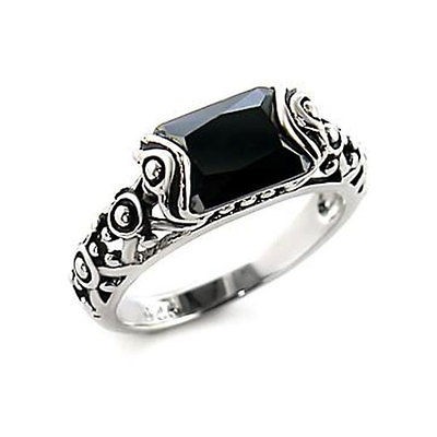 WOMENS FASHION VINTAGE STYLE BLACK CUBIC ZIRCONIA CZ RING SIZE 5