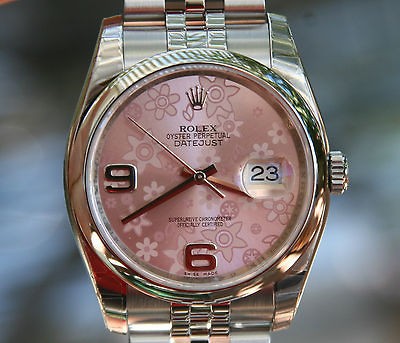 ladies rolex datejust floral in Watches