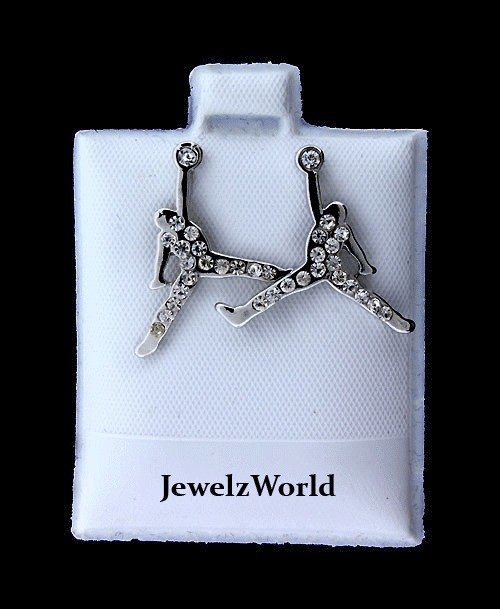 BRAND NEW AIR JORDAN JUMPMAN LOGO SILVER CZ STUD EARRINGS