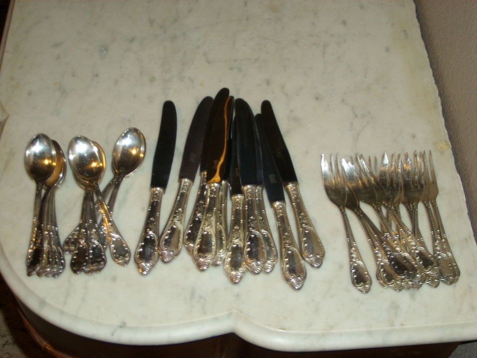 Antique Silverplated Flatware Set   34 Pieces   Soligen Rostfrei