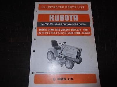 KUBOTA G4200H G5200H DIESEL LAWN AND GARDEN TRACTOR PARTS CATALOG 