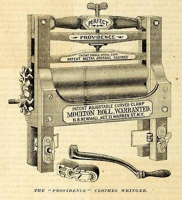 1873 Print Providence Clothes Wringer Vintage Machine H B Newhall 