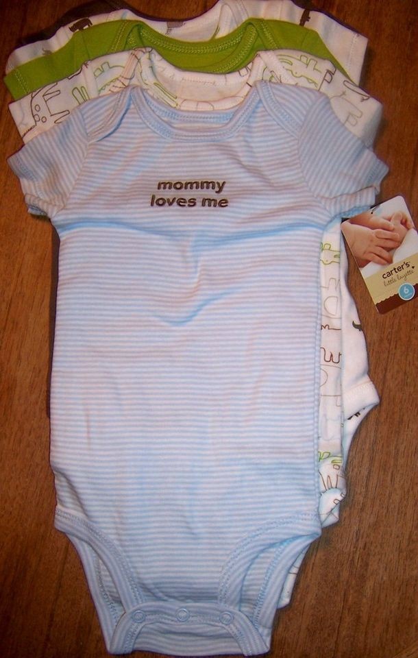   Boy Carters Loves Me 5 pc Bodysuit Set, 3 mo, NWT Blues, Greens