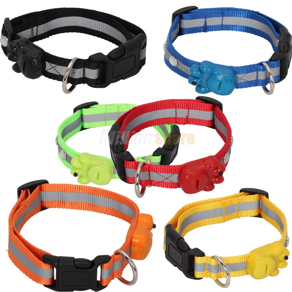 New Courlorful Nylon Flash LED Light Collar for Dog Cat Pet