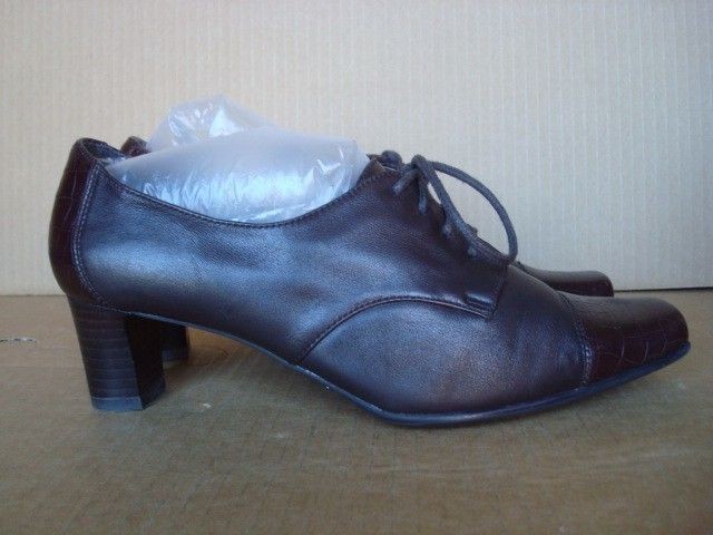 CLARKS UK 6 BROWN LEATHER K SHOES LACE UP SHOES