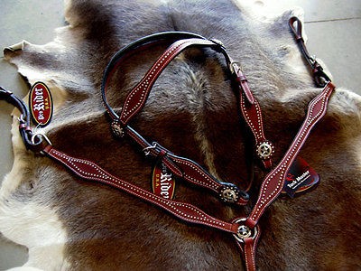 HORSE BRIDLE BREAST COLLAR WESTERN LEATHER BROWBAND HEADSTALL BROWN 