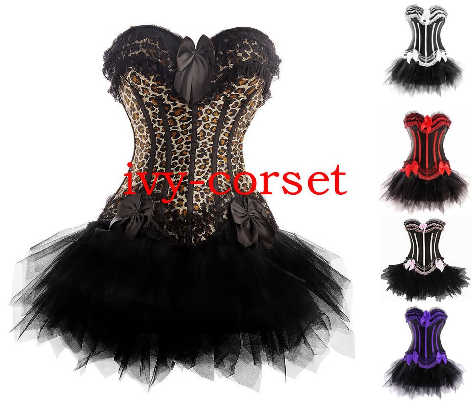 Colors boned corset bustier lingerie & mini skirt