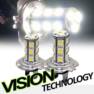 2pc White H7 Socket 18x 5050 SMD LED Head Fog/Driving Light Lamp Bulbs 