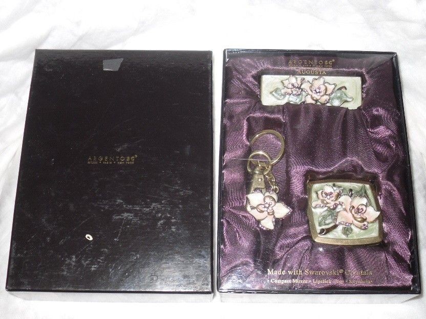   SC Augusta Swarovski Crystal Enamel Key Compact Lipstick Case Mirror