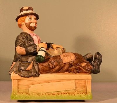 Vintage Melody in Motion Music Box 1980s WIllie The Hobo #7001 