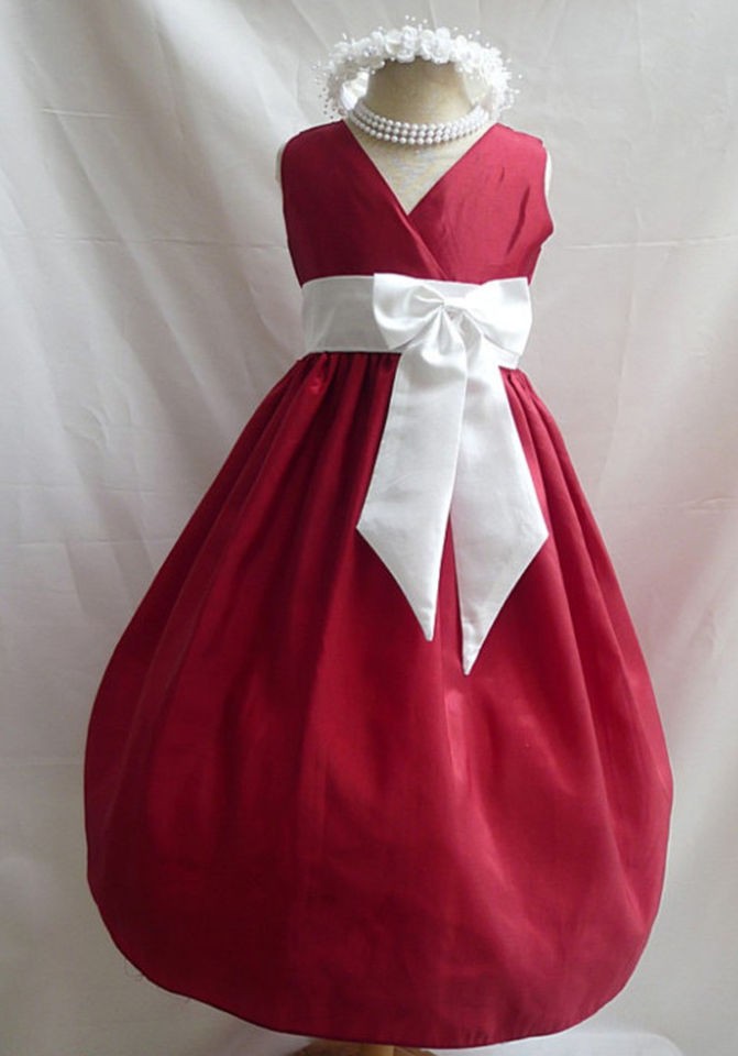   VN APPLE RED IVORY PROM DANCING FLOWER GIRL DRESS 1 2 4 6 8 10 12 14