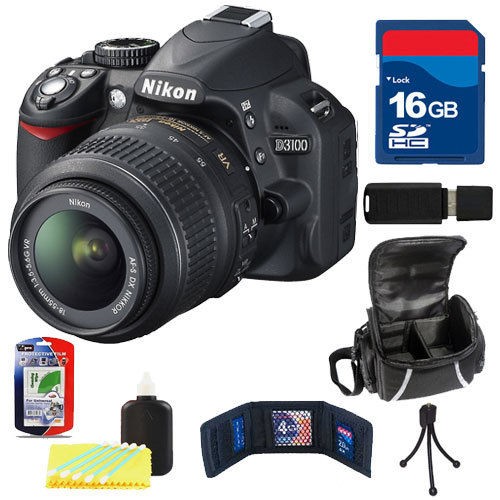 Nikon D3100 (Black) w/ 18 55mm VR Lens + 16GB Accessory Kit