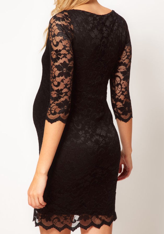 John Zack Maternity Lace Dress Black Slash Neck Party Prom Cocktail 