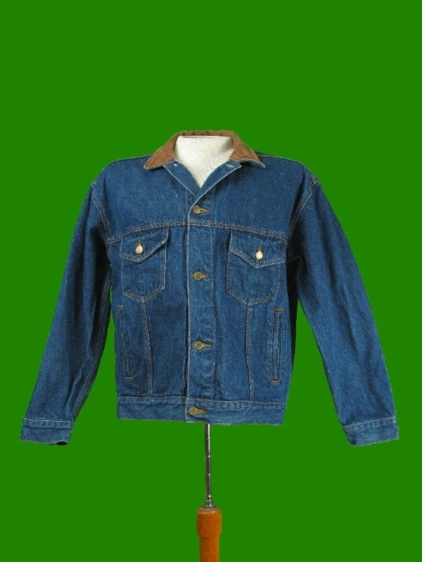 MENS MARLBORO COUNTRY STORE DENIM JEAN JACKET LEATHER COLLAR M