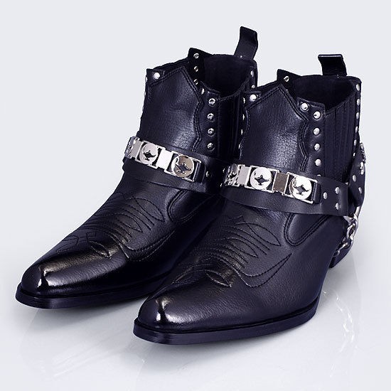 Black Boots Western Cowboy Leather Mens Shoes US 7 10