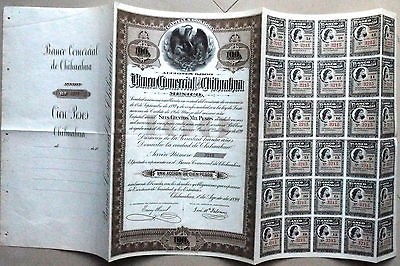 MEXICO 1899 BANCO COMERCIAL DE CHIHUAHUA NOT CANCELLED COUPONS