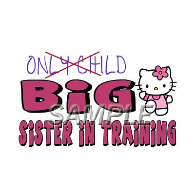 HELLO KITTY BIG SISTER IRON ON TRANSFER 3 SIZES