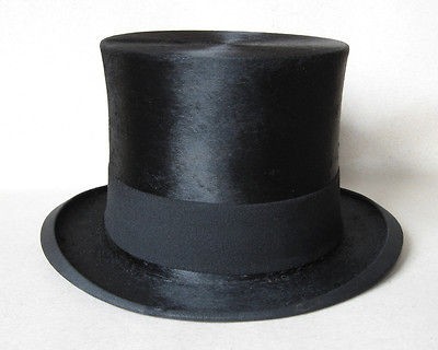 ANTIQUE MARKED OPERA TOP HAT / 1920’s / PRAG / SIZE 54   55