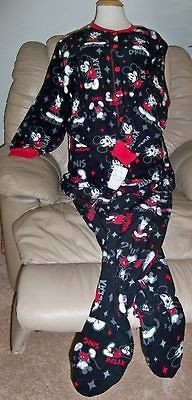 DISNEY NEW ADULT MICKEY FOOTED FEET FOOTIE PAJAMAS SIZE XL ONE PIECE 