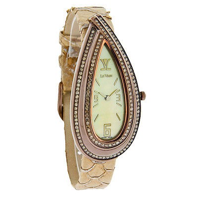   Chocolate Diamond Ladies MOP Brown Leather Strap Watch ZAG 90