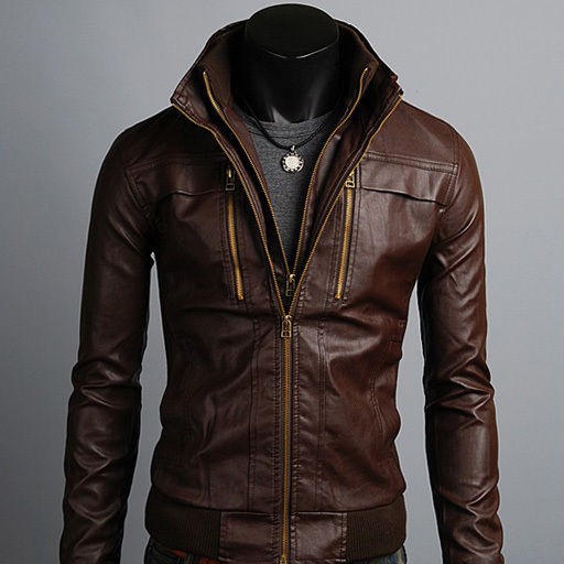   Mens Leather Jackets Casual Slim Fitted Dandy,Double zipper jacket
