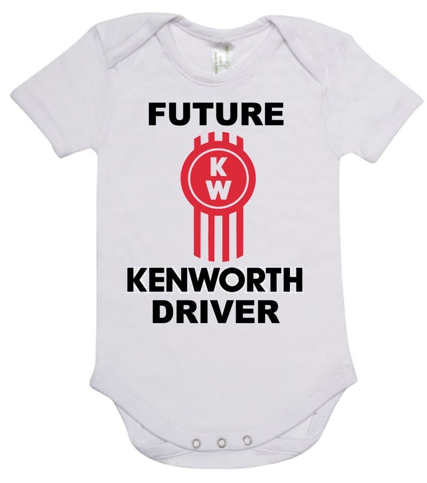 BABY ONE PIECE, ROMPER. ONESIE. printed with FUTURE KENWORTH DRIVER 