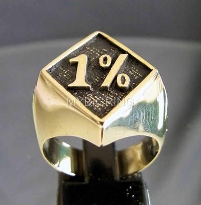 BRONZE OUTLAW BIKER RING 1% ER ONE PERCENT MOTORBIKE CLUB MC DIAMOND 