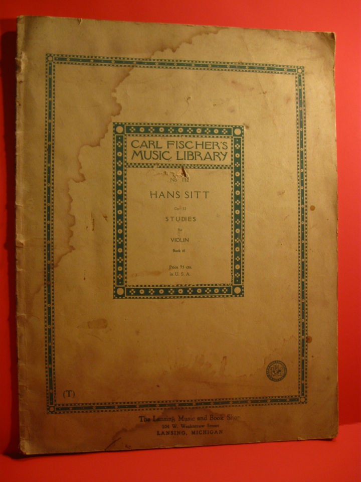 Carl Fishers Music Library #112 Hans Sitt Studies for Violin 