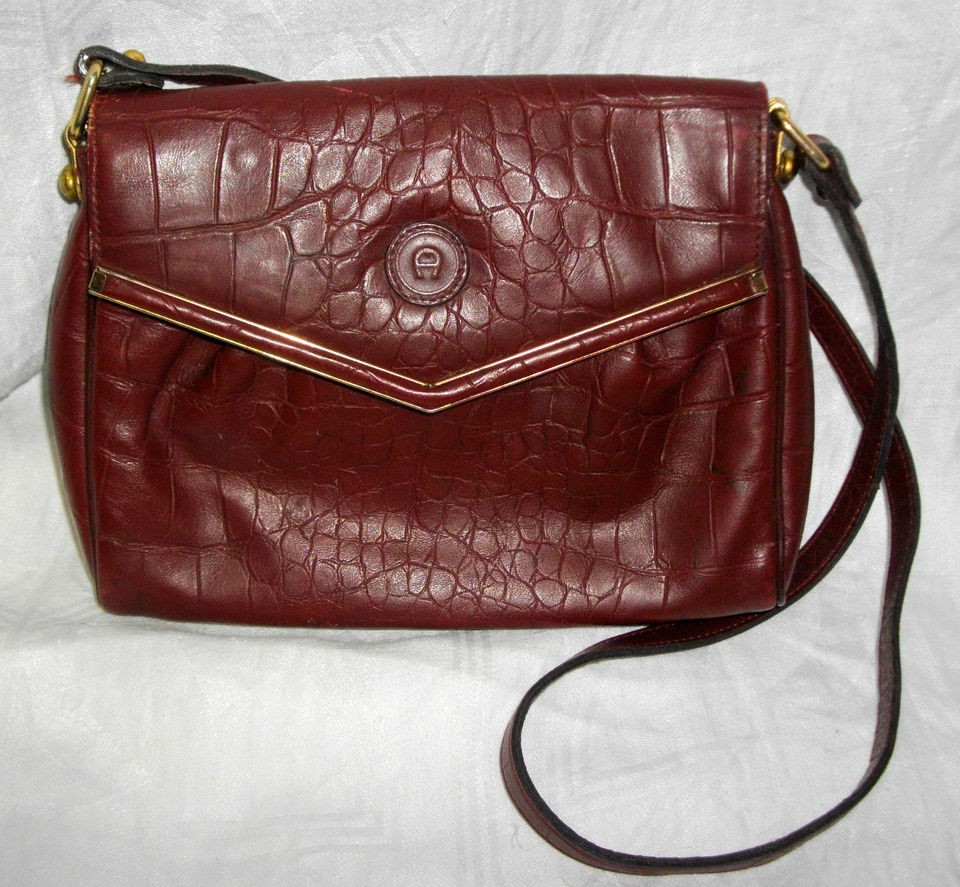 VTG ETIENNE AIGNER Handmade Handbag Burgundy Leather Shoulder Bag 