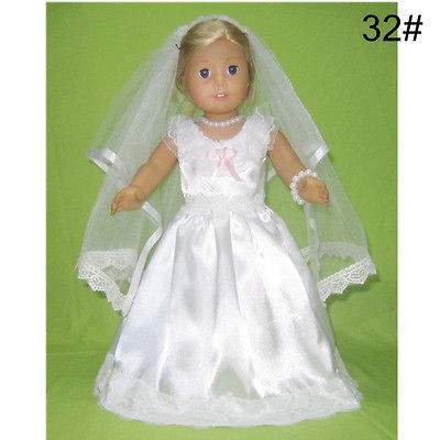   New Bow Wedding dress outfit for American Girl 18 Doll Clothes A032